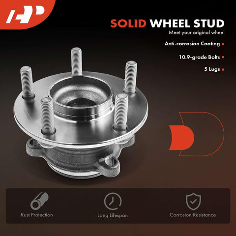 Rear Wheel Bearing And Hub Assembly With Five Lug For Mazda 3 2014 To 2018 And Mazda 3 Sport 2014 To 2018 Heavy Duty Wheel Hub Replacement