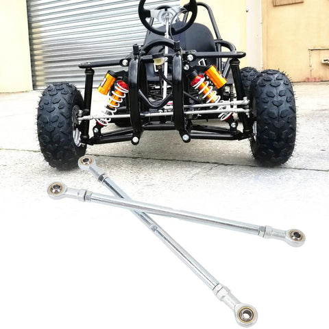 One Pair 295mm 8mm Steering Tie Rod Kit for Go Kart and ATV Racing Carts Beefy Racer Grade Heavy Duty Steel Alloy shown with go-kart