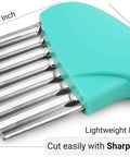 KLEENE 2-piece stainless steel crinkle cutter set with turquoise handle and wavy blades (front view)
