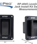 Hassle Free Mounts To Any RV Wall For Awnings Slide Outs And Leveling Jacks Direct Wire Forward Reverse Control Center Off Momentary Switch mounted switch with extend and retract labels, measures 2.25x3.75 inches.
