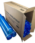 Game Changing 3in1 Vapor Barrier Flooring Underlayment With Pre Attached Tape For Laminate And Engineered Floors On Wood Or Cement Sub Floors Covers 100 Square Feet Quick Lay Down Smooth And Solid Finish in blue rolls next to an open box.