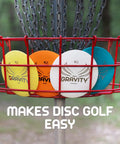 Gravity Disc Golf Starter Set with Pure Fuse Explorer Saint Diamond Bolt Six Disc Pack displayed in a basket