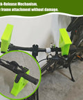 Rock Solid Portable Bike Repair Stand For Electric, Mountain And Road Bikes showing quick-release mechanism on handlebars