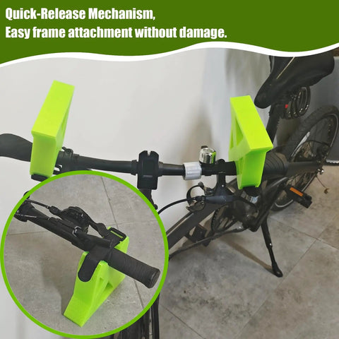 Rock Solid Portable Bike Repair Stand For Electric, Mountain And Road Bikes showing quick-release mechanism on handlebars