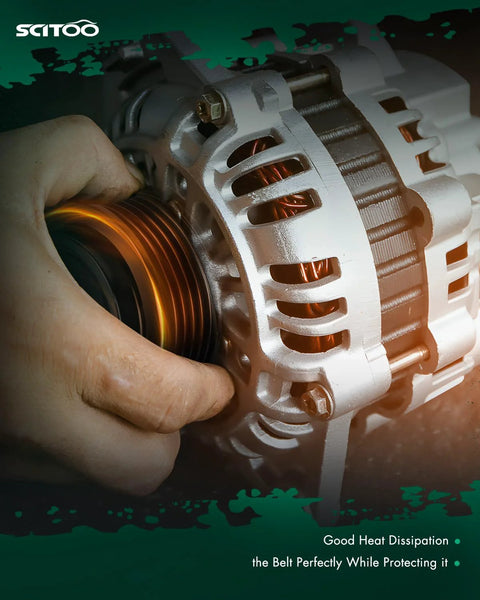 Close-up of Alternator For Toyota RAV4 2006 2007 2008 V6 Three Point Five Liter 12 Volt 130 Amp Clockwise Rotation