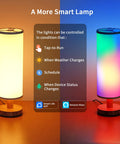 Lit Smart Table Lamps Set Of 2 With RGB Color Changing, Remote And App Control, dimmable bedside lamps displaying white and colorful light