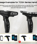 Trigger Grip Handle For TC51 Series Handheld Barcode Scanner, ergonomic design showing side view of handle attached to scanner.