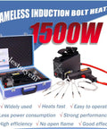 Heavy Duty 1500W Induction Bolt Heater With Magnetic Coils To Kick Loose Frozen Nuts And Bearings Portable Ergonomic Handle And Rugged Carry Case in blue carrying case with tools.