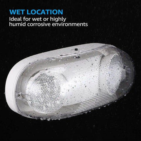 LED Emergency Light With Battery Backup, Wet Location Ready, 2 Adjustable Heads, UL Listed, 120/277V, IP65 Waterproof, Pack Of 2