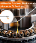 Grease needle applying lubricant to bearings, part of 4 Piece Quick Connect Greasing Accessory Kit With 90 Degree Coupler, Grease Needle Dispenser And Nozzles, Cleaning Tool, And Sturdy Portable Storage Box For Reaching Any Grease Fitting On Any Machine.