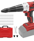 Cordless Rivet Gun Tool Compatible With 18V Max Battery Brushless Automatic Riveter For 1/8 Inch 5/32 Inch 3/16 Inch Rivets LED Light For Metal Plastic And Leather Tool Only No Battery with accessory kit