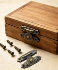 Heavy Duty Metal Jewelry Box Latch Clasp With Retro Floral Duckbilled Toggle Hasps Perfect For Wooden Cabinet Furniture Repair Restoration And Upgrades That Stick Tight And Look Super Cool, antique brass latch on wooden box with screws