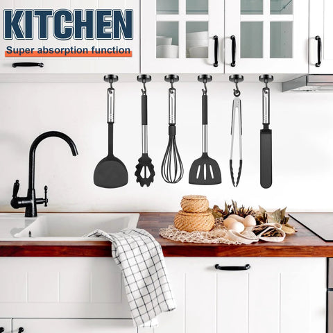 Heavy Duty Magnetic Hooks 80 Lb Capacity With Neodymium Grade 5 Magnets And Steel Construction, holding kitchen utensils over sink