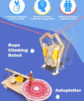 Six In One STEM Toys Kit For Kids Aged Eight To Twelve with Rope Climbing Robot and Autoplotter building projects