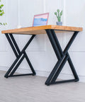 Two Pack Beefy Heavy Duty Metal Desk Legs 28 Inch High 20 Inch Wide Matte Black Wrought Iron Tubes For Modern Industrial Kitchen Office