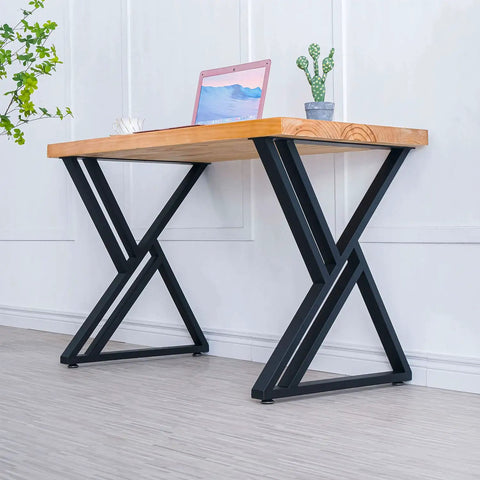Two Pack Beefy Heavy Duty Metal Desk Legs 28 Inch High 20 Inch Wide Matte Black Wrought Iron Tubes For Modern Industrial Kitchen Office
