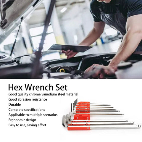 High Grade Chrome Vanadium Metric Hex Key Set Wrench Tool Kit With Case Sizes 1.5mm To 10.0mm in garage use