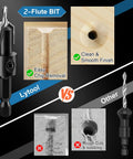 Professional Grade Tungsten Carbide Countersink Drill Bit Set With Adjustable Depth Stops For Slick Wood Countersinks And Hassle Free Flush Screw Installation 17 Piece comparison showing clean hole vs rough cut, demonstrating easy chip removal.