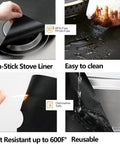 Stove Burner Covers Nonstick Reusable Gas Range Protectors For Cooktops Heat Resistant Up To 600F dishwasher safe