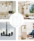 Four Pack Clear Seeded Glass Shades For Pendant Lights And Chandeliers, Cylinder Bubble Glass Lamp Covers, multiple views