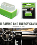2 Pack Fuel Saver Full Chip Tuning Box for Power Up and Fuel Saving, OBD2 Eco Module Car Plug and Drive, front view, packaging