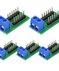 5Pcs 2x6 Terminal Block Distribution Module with 2P Screw Terminal to 2.54mm Pitch Dupont Pin Header Connector, top view