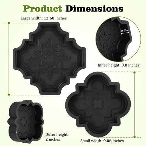 Two Pack Heavy Duty Rubber Concrete Paver Molds For Stepping Stones Walkways And Patios Reusable Flexible Cement Forms
