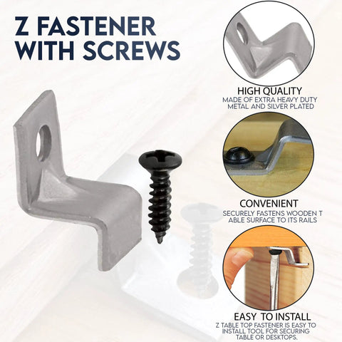 No Sweat Assembly Z Bracket Tabletop Fastener Kit With Black Screws Delivers Hella Strong Grip Secures Table Tops To Rails Manages Humidity Shifts Heavy Duty Steel 20 Pack Bundle