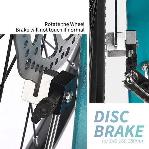 Wheel Truing Stand For 16-29 Inch Bikes, DIY Rim Maintenance Tool With Spoke Wrench, zoom on disc brake adjustment