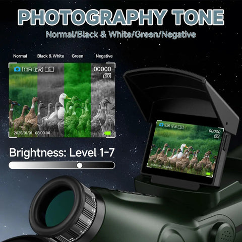 Pro Grade Refractor Telescope With Auto Focus, dual screen displaying image filters, 80mm aperture, 350X magnification settings