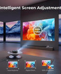 4K Projector With WiFi and Bluetooth, 3000 ANSI Lumens, showing auto focus feature on colorful screen