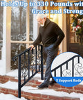 Super Tight Grip Outdoor Handrails For Steps And Indoor Stair Railing Kit Black Iron Guard holds up to 330 lbs on snowy steps.