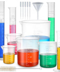 16 Piece Plastic Chemistry Lab Kit With Graduated Cylinders And Beakers, Pipettes, Funnel And Brush for DIY Science Projects