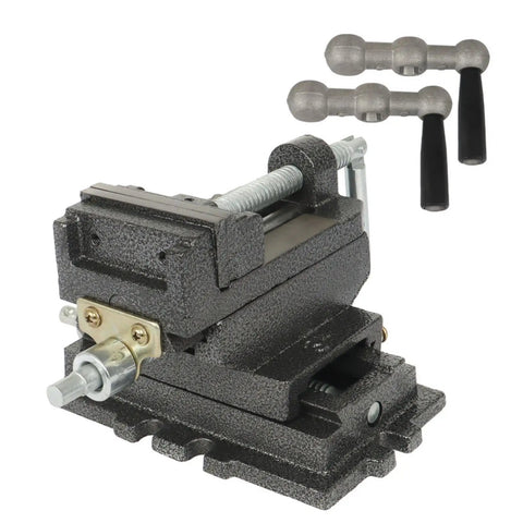 Heavy Duty Metal Milling Machine With 3 Inch Sliding Vice Drill Press And Cross Clamp Fixture For Precise Bidirectional Clamping And No Nonsense Secure Workholding, iron body