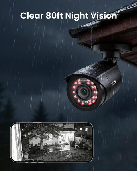 3K Lite Security Camera System With AI Human And Vehicle Detection showing night vision capability in dark outdoor setting