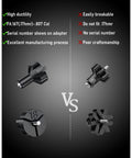 Comparison of high ductility adapters vs easily breakable in Pro Red Laser Bore Sight Kit with adapters for 0.17 HMR-12 GA.