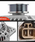 Close-up of Heavy Duty Alternator For Subaru Forester 1998 And Impreza 1997 To 1998 1.8L 2.2L 2.5L 12V 75A 5 Groove Pulley