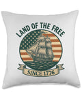 Patriotic Throw Pillow With Retro Sailboat And US Flag Design Dope Red White And Blue Decor For Couch Or Bed Perfect 4th Of July Accent Home And Patio Vibe For Independence Day featuring sailboat since 1776