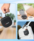 Durable EVA Hard Case for Western Digital Elements SE Portable SSD 1TB 2TB, shown hanging on a backpack and open on a table.