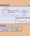 Technical drawing showing dimensions for 1000uF 35V Radial Lead Aluminum Electrolytic Capacitor 12.5x20mm Low ESR 0.041 Ohm