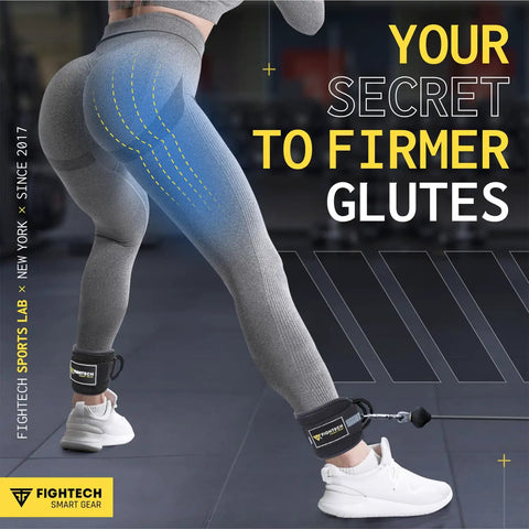 Hella Thick Padded Ankle Strap For Cable Machine Attachment Heavy Duty Gym Gear To Glute Kickbacks And Leg Raises attached to leg during exercise.