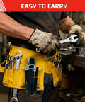 Mechanic with yellow tool belt using Six In One Magnetic Tool Set With Light And 8Lb Telescoping Pickup Tool in workshop
