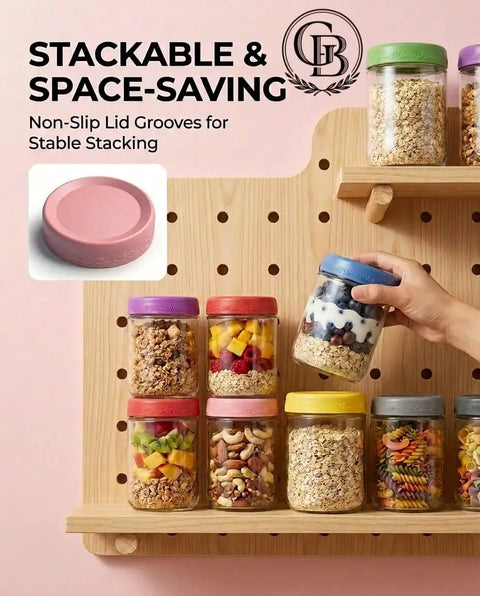 Straight Up Game Changer Bpa Free Glass Overnight Oats Containers With Tight Sealing Lids Durable Mason Jars For Meal Prep Fresh Breakfast Storage 16 Oz Four Pack Keep It Crisp