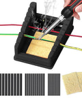 Silicone Soldering Stand With 8 Slot Tray And Third Hand Soldering Station For 32AWG To 12AWG Wires, Anti Slip Base, Tube Sponge, Black