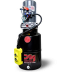 12V DC Single Acting Dump Trailer Hydraulic Pump With Steel Reservoir And Remote Controller, 6 Quart Capacity