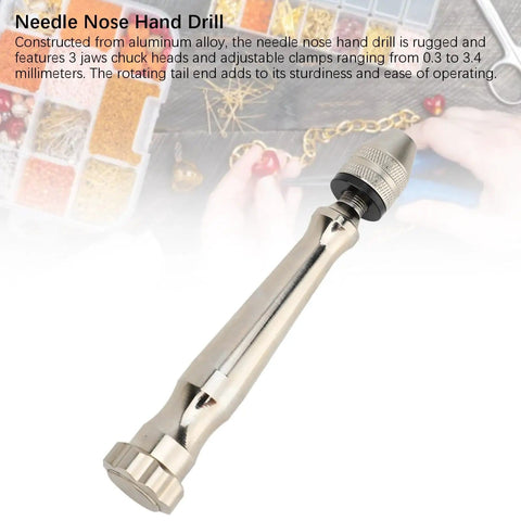Needle Nose Hand Drill Set With Ten PCB Mini Drill Bits For Resin Clay Crafting Micro Twist Drill Bits And Mini Drill Bit Kit Included Portable Aluminum Hand Drill For Precise DIY Hobby Projects