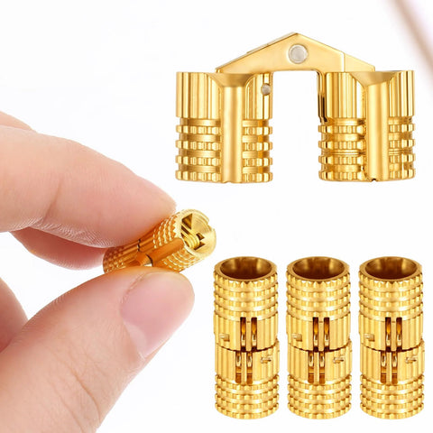 Set Of 6 8 Mm Hidden Brass Hinges For Cabinets And Jewelry Boxes With 180 Degree Opening Invisible Mount Gold Finish DIY Hardware For Small Boxes And Easy Craft Projects