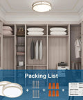 Installed 13 Inch LED Flush Mount Ceiling Light Fixture Dimmable Brushed Nickel Easy Install Flicker Free Low Profile Design, 2 Pack in closet.