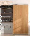 Concealed 38 Inch Sliding Barn Door Hardware Kit With Soft Close Aluminum Hidden Track System, wall mount, installed example