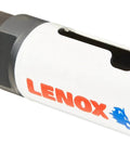 Lenox hole saw, 7/8-in bi-metal with arbor and speed slot, side view.